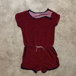 Cat & Jack Red and Black/Dark Navy Striped Kids Swim Coverup